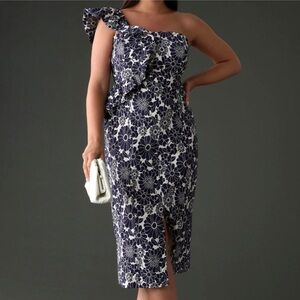 NWT $228 Anthropologie size 2X Ruffle Shoulder Dress